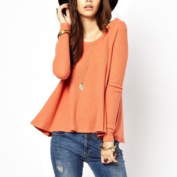 Free People Tops - Free People • Orange Swing Thermal Long Sleeve Top